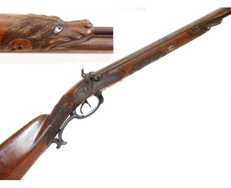 Schilling percussion double barrel 22bore shotgun, 26.5 inch barrels, engraved at both the muzzle and breech, and inlaid Schi