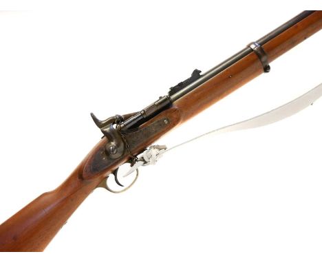 Enfield MkII* three band.577 Snider rifle, 36inch barrel fitted with bayonet lug and folding ladder rear sight, the lock with