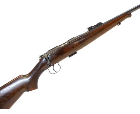 Brno CZ Model 2 .22lr bolt action rifle, serial number 212511, 25inch barrel threaded for a moderator, fitted with tangent re