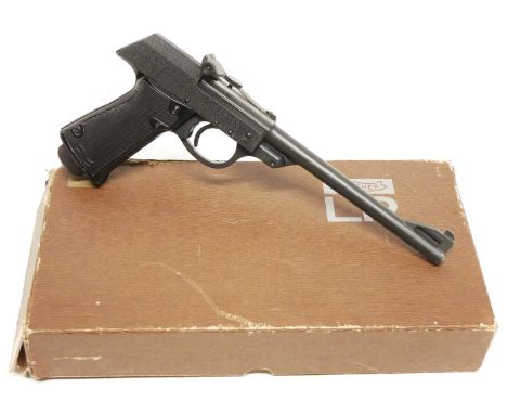 Boxed Walther .177 Model LP.53 air pistol (Luftpistole), 9.5inch barrel, serial number 118326, together with two rear sights,