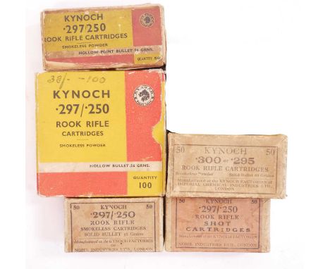 297/250 Rook and .300 or 295 Rook rifle ammunition, to include a box of 47 Kynock .300/295 80 grain bullet smokeless, 94 Kyno