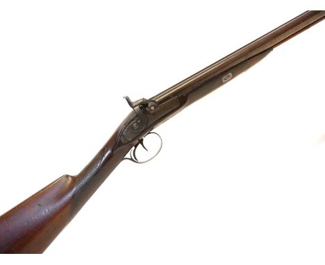 Bagshaw percussion 20 bore side by side double barrel shotgun, 27.5 inch Damascus barrels with gold lined breech, scroll and 