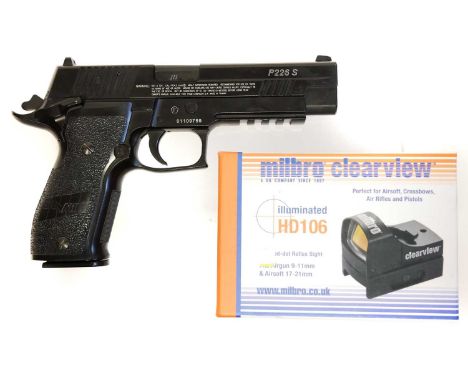 Sig Sauer .177 air pistol for spares or repair, serial number 01109759, also a Milbro Clearview HD106 sight.No licence requir