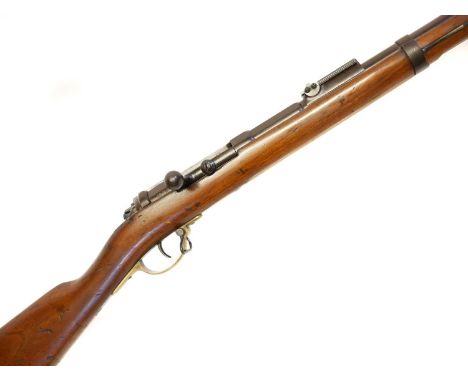 Rare British manufactured Mauser 1871 pattern 11x60R bolt action rifle, serial number 8177D, 33inch barrel secured by three t