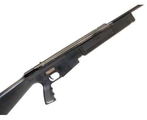 Air Arms Combat .22 air rifle, non working, serial number 42865, 18 inch barrel, side-mounted cocking lever, black plastic AR