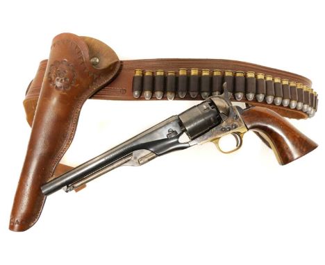 Deactivated Pietta copy of an 1860 pattern Colt army percussion .44 revolver, 8inch barrel, serial number P53250, with leathe