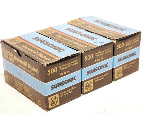 One thousand five hundred rounds of RWS .22lr Sunsonic 40 grain. UK FIREARMS LICENCE WITH CORRECT AMMUNITION OR RFD REQUIRED.