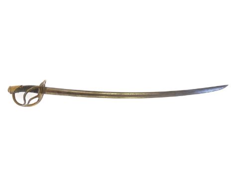 Model 1840 wrist breaker type sword, curved fullered blade with brass guard and leather covered grip. Buyer must be over the 