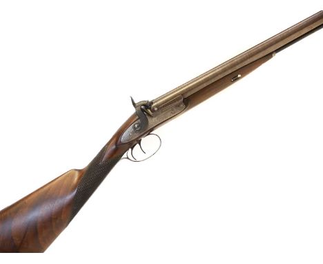 Samuel Smith of London 14 bore double barrel percussion shotgun, 29.5 inch Damascus barrels with platinum breech plugs, numbe