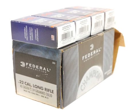 .22LR ammunition, to include 450 rounds of Federal and 200 rounds of CCI, all with 40 grain solid lead bullet. UK FIREARMS LI