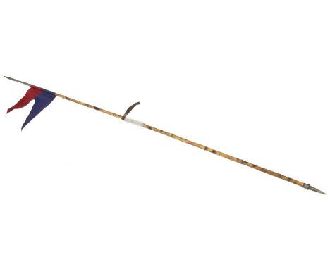 Indian lance, the steel points mounted on bamboo poles with string-bound grips and steel bases, early 20th century.WE CANNOT 