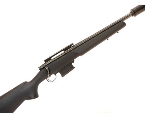 Howa .308 bolt action rifle and moderator, serial number B316914, model 1500 with 20 inch barrel, removable plastic box magaz