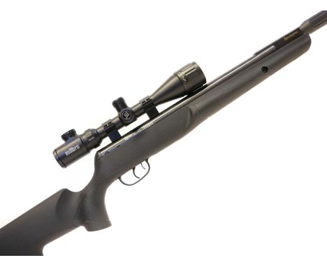 Remington Thunder Jet .22 air rifle, 21inch break barrel, black synthetic stock serial number 122103982, fitted with a Milbro