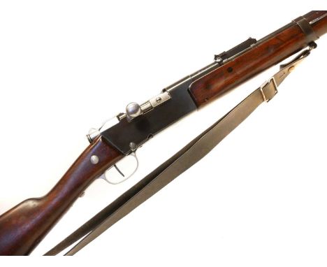 Deactivated Lebel M1886 / M93 Tulle bolt action 8mm rifle, 30" barrel with folding ladder sight, secured by two bands, one wi