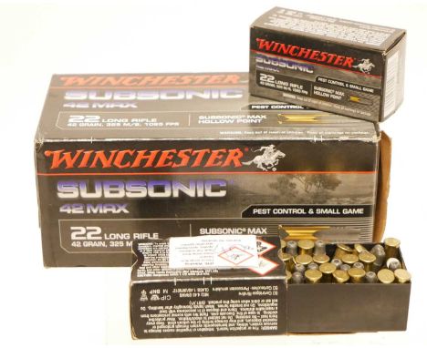 590 rounds of Winchester subsonic .22lr ammunition.UK FIREARMS LICENCE WITH CORRECT AMMUNITION ALLOWANCE REQUIRED OR RFD. THI