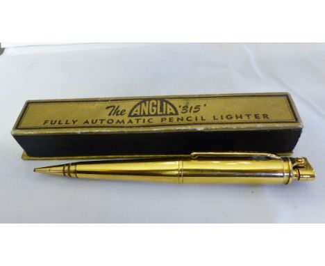 PROPELLING PENCIL CIGARETTE LIGHTER. Unusual Anglia 315 propelling pencil cigarette lighter in original box