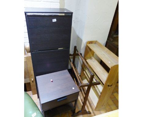 MIXED FURNITURE. Collection of mixed furniture including bookshelves, vintage towel rail and office equipment 