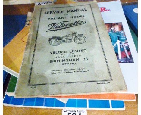 MOTORING EPHEMERA. Selection of ephemera including vintage motorcycle manual