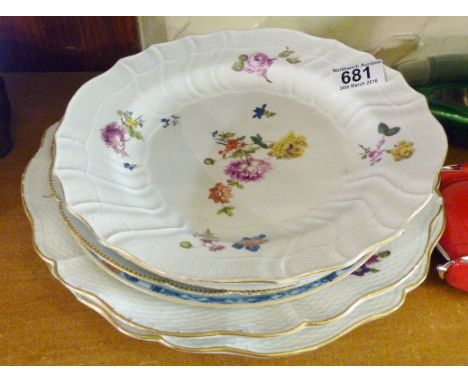 VINTAGE CERAMIC PLATES. Selection of vintage ceramic plates including Meissen example
