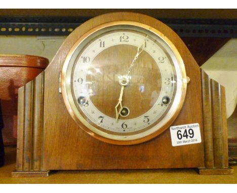 WESTMINSTER CHIME CLOCK. Walnut cased Westminster chime clock 