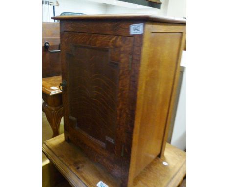 OAK POT CUPBOARD. Oak pot cupboard with single interior shelf, H ~ 60cm