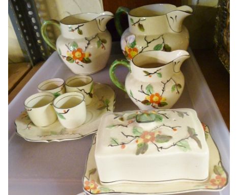 CERAMICS. T F & S Phoenix ware comprising three jugs, cheese dish, plate and four cups