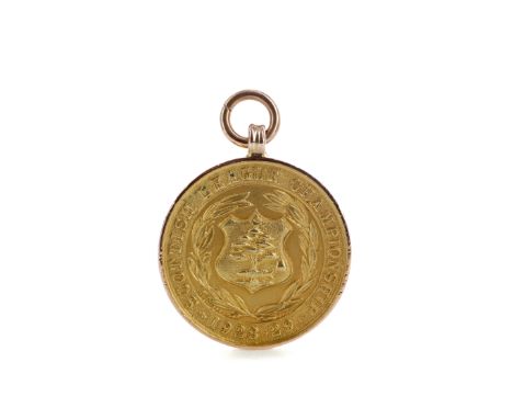 SCOTTISH FOOTBALL LEAGUE CHAMPIONSHIP GOLD MEDAL 1928/29, awarded to Robert Ireland of Rangers F.C., the obverse with central