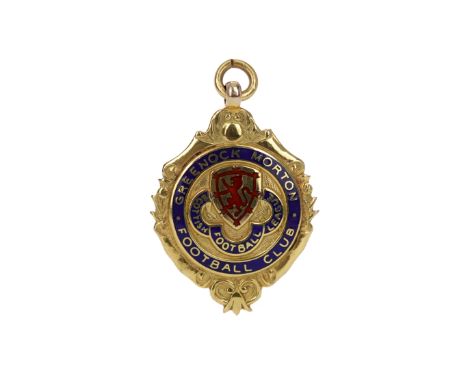 SCOTTISH FOOTBALL LEAGUE B DIVISION WINNERS GOLD MEDAL 1950, awarded to George Mitchell of Greenock Morton F.C., the obverse 