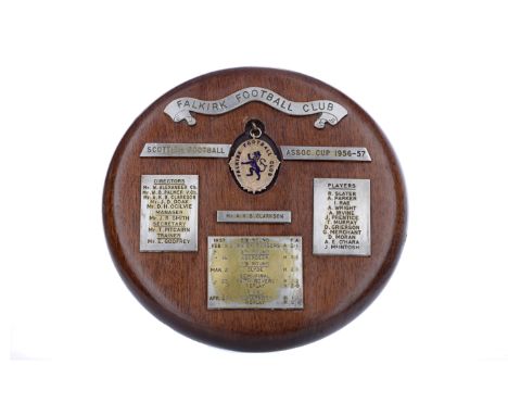 SCOTTISH FOOTBALL ASSOCIATION SCOTTISH CUP GOLD MEDAL 1956/57, awarded to Mr. A.K.B. Clarkson (Director) of Falkirk F.C., the