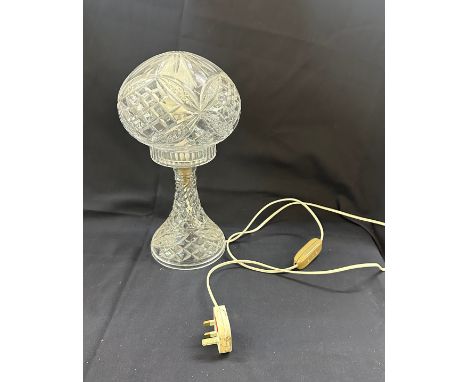 Glass base and shade vintage lamp overall height 14 inches 