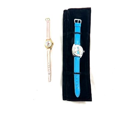 Vintage pink panther watch and a vintage huckleberry hound wrist watch, both untested 