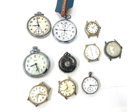 Bag of vintage wrist watches and pocket watches to include Chronograph, Smiths etc 