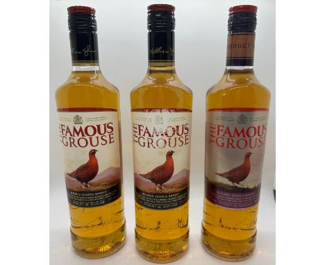 3 Bottles of sealed The Famous Grouse, blended Scotch whisky, 700ml bottles 