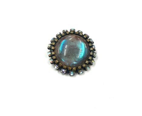 Large vintage saphiret brooch diameter 3.5 cm 