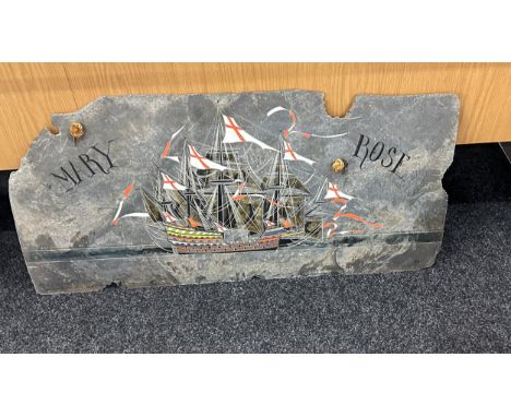 Large slate Mary Rose boat item 18 inches tall 40 inches wide 