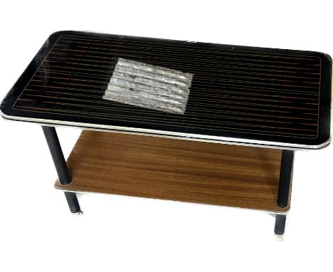 Vintage retro coffee table measures approx 16 inches tall by 30 wide and 15 deep 