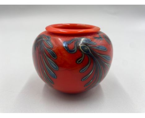 Artist: Charles G. LottonTitle: Mandarin Red Bud VaseOrigin: American, 1980Medium: GlassDimensions: 3x2.5inAdditional informa
