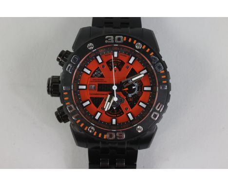 Case Size: 48mmCase Material: Stainless steelBezel Color: Orange blackCrown Type: Screw downCrystal Type: Antireflective sapp