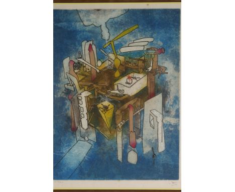 Artist: Roberto MattaTitle: Vitreurs From Hom'mere III SeriesOrigin: ChiliMedium: Aquatint on PaperDimensions: 25.5x31inCondi