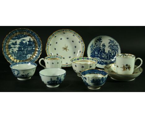 A COLLECTION OF CAUGHLEY TEA AND COFFEE WARES c. 1780 - 1790 in a variety of patterns (parcel).