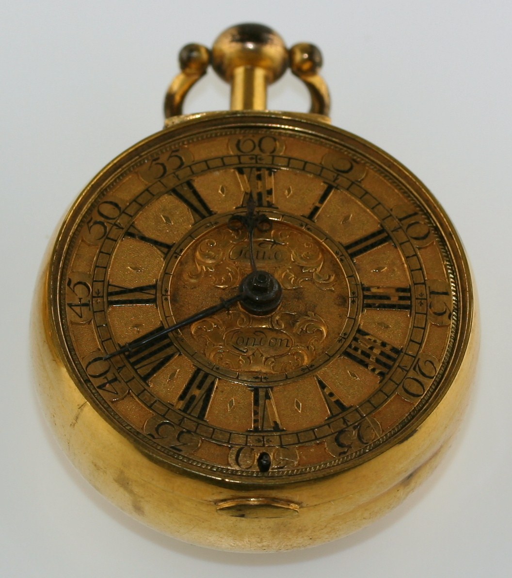 A LATE 17TH CENTURY GOLD PAIR CASED POCKET WATCH BY CHRISTOPHER GOULD