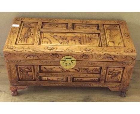 Small carved oriental trunk