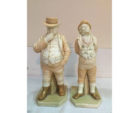 A pair of 19th century Royal Worcester blush ivory figures (A/F)