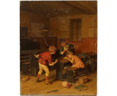 ANDRE HENRI DARGELAS [FR, 1828-], OIL ON PANEL,  18" X 14", CHILDREN:  Genre scene, signed lower  left. Andre Henri Dargelas,