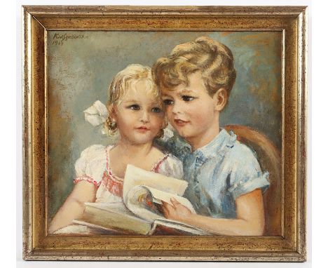 SZADURSKA, Kasia von (1876-1942), "Geschwisterpaar", Öl/Lwd., 35 x 40, oben links signiert und "1939" datiert, R.