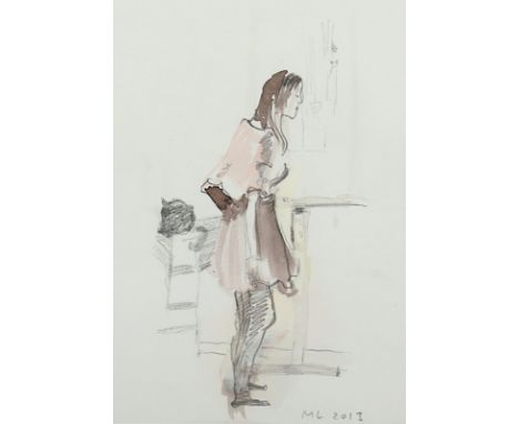 LEBSCHIK, Marie-Luise, "Figur", Aquarell/Papier, 21 x 14, unten rechts monogrammiert und datiert 2013, R.