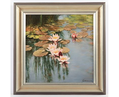 SCHÖLNHAMMER, Heinz (*1940), "Seerosen", Öl/Lwd., 40 x 40, unten rechts signiert, R.
