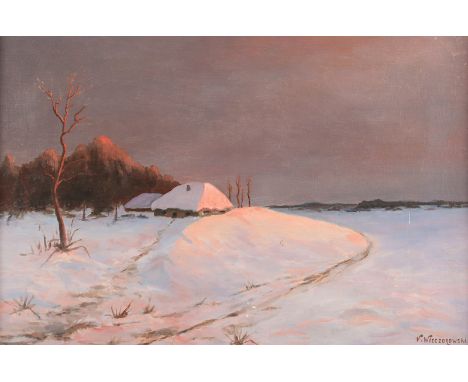 WIECZOROWSKI, V. (Maler A.20.Jh.), "Russische Winterlandschaft", Öl/Lwd., 43 x 62, besch., unten rechts signiert und "1922" d