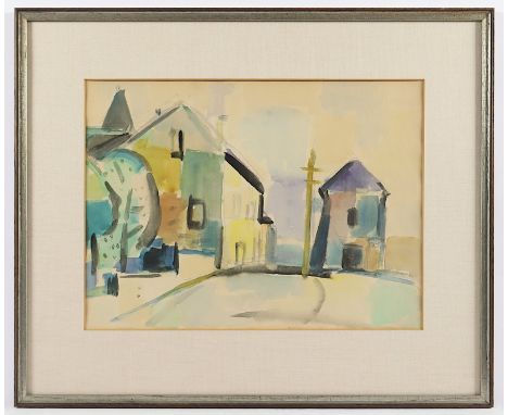 ORTELT, Karl (1907-1972), Nachlass, "Ansicht aus Finsterbergen", Aquarell/Papier, 28 x 38 (Passepartoutausschnitt), verso Bes