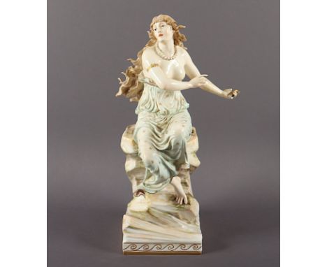 GROSSE FIGUR "LORELEY", farbig und gold staffiert, H 33, besch., Bossierernr. 86, Malernr. 7, Modellnr. O 153, Entwurf Friedr